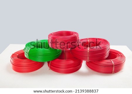 Colorful electrical cable wire roles isolated image