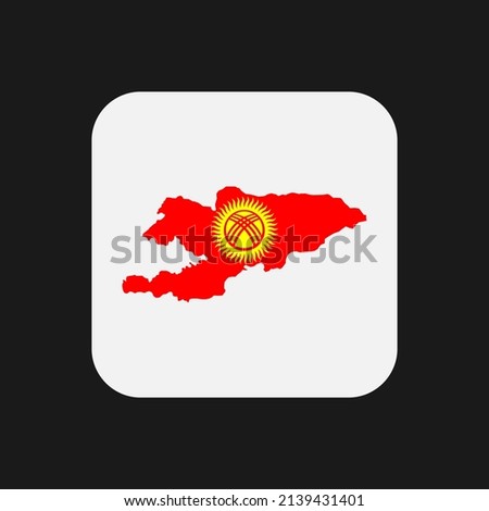 Kyrgyzstan map silhouette with flag on white background