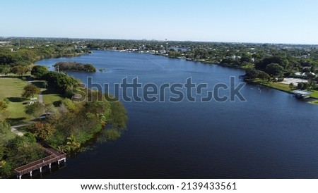 lake ida delray beach blue sky calm lake Royalty-Free Stock Photo #2139433561