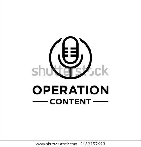 modern podcast line art logo design