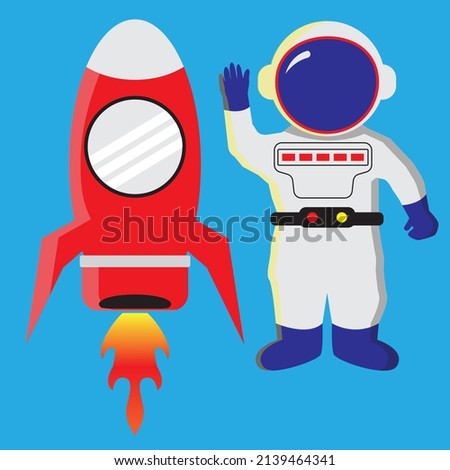 Astronaut with Rocket Illustrations Vector For Additional your best Design