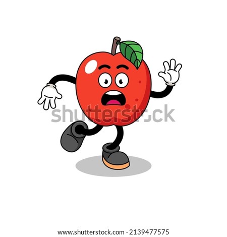 slipping apple mascot illustration , character design