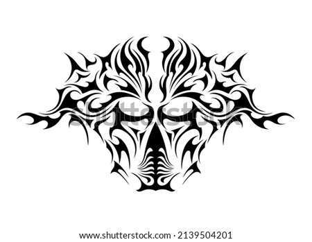 japan samurai knight helmet abstract ethnic celtic tattoo symbol sticker Royalty-Free Stock Photo #2139504201