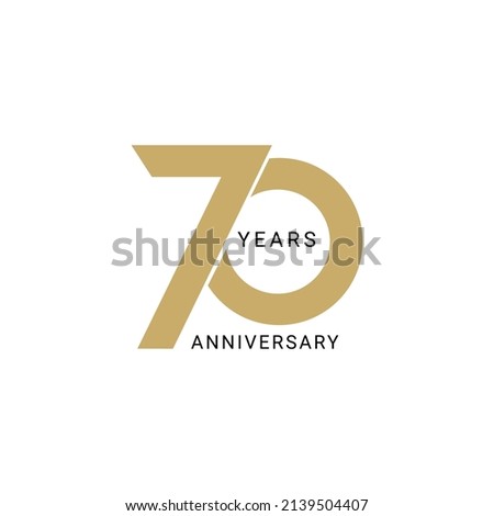 70 Year Anniversary Logo, Golden Color, Vector Template Design element for birthday, invitation, wedding, jubilee and greeting card illustration. Royalty-Free Stock Photo #2139504407