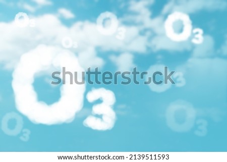 white cloud in O3 text on blue sky background for World Ozone Day Royalty-Free Stock Photo #2139511593