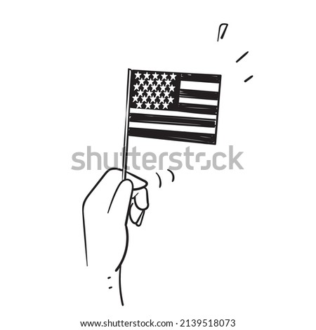 hand drawn doodle 4th july symbol for independence day illustration icon