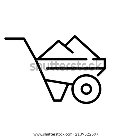Construction wheelbarrow carrying heavy load. Pixel perfect, editable stroke icon