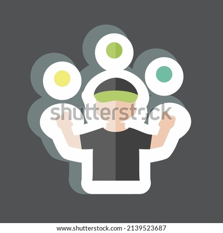 Ball Juggling Sticker in trendy isolated on black background