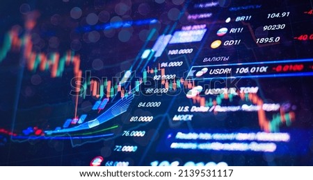 Economic graph with diagrams on the stock market, for business and financial concepts Royalty-Free Stock Photo #2139531117