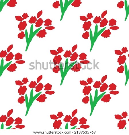 Seamless pattern flowers red vector