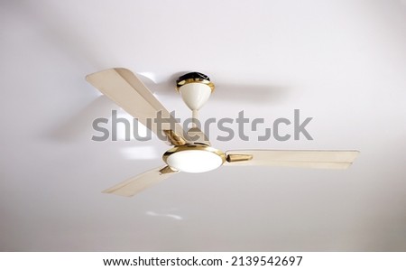 interior design in luxury villa, house, home, apartment feature white ceiling fan, Electric ceiling fan Royalty-Free Stock Photo #2139542697