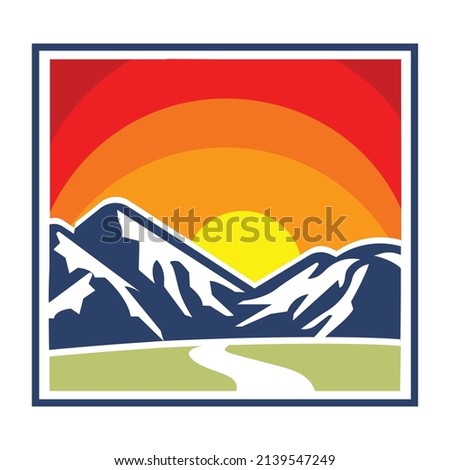 Rocky Mountain landscape vector panorama