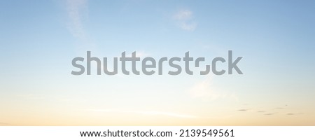 sky panorama Natural colors Evening sky Shine new day for Heaven, The light from heaven from the sky is mystery,
 In the twilight golden atmosphere, Modern sheet structure design, New Banner Web 2023 Royalty-Free Stock Photo #2139549561