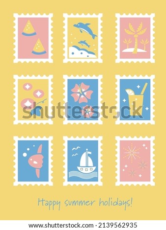 Clip art template of summer greeting card.