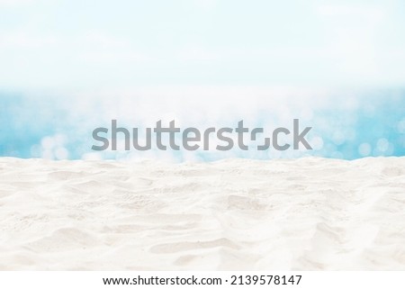 Beautiful white sand beach on beuatiful lights bokeh Sea sky