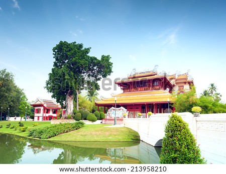 Bang Pa In ancient palace, former royal summer residence of Thai King near Ayutthaya and Bangkok, Thailand 