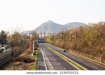 Mountain road landscape image, empty road without traffic, Bad Honnef city, Germany
