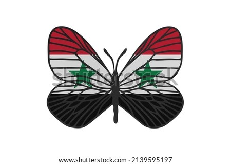 Butterfly wings in color of national flag. Clip art on white background. Syria