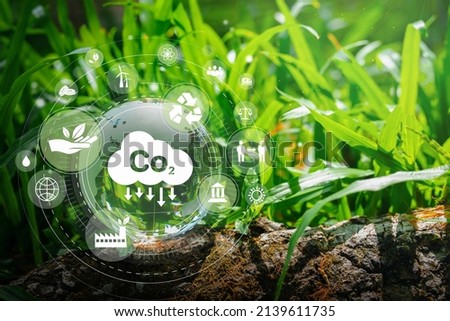 Developing sustainable CO2 concepts and renewable energy businesses An environmentally friendly approach using renewable energy and can limit climate change, climate, global warming Royalty-Free Stock Photo #2139611735