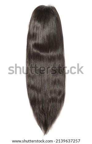 straight natural black color human hair weaves extensions lace wigs  Royalty-Free Stock Photo #2139637257