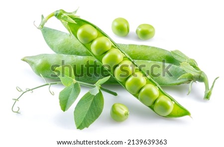 Perfect green peas in pod isolated on white background. Royalty-Free Stock Photo #2139639363