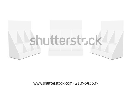Pos Cardboard Display Boxes With Shelves, Isolated on White Background. Vector illustration Royalty-Free Stock Photo #2139643639