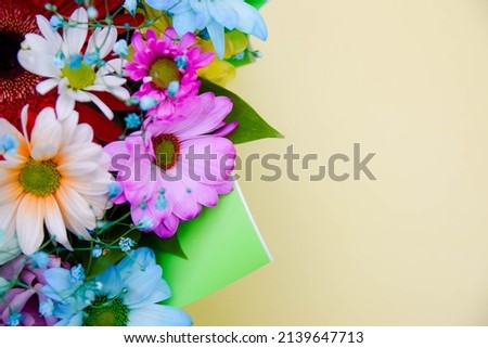 flowers of different colors, bouquet of gerberas and daisies  