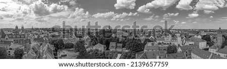 panorama of city of Erfuhrt in Thuringia, Germany under blue sky