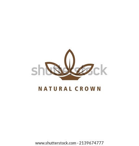 crown leaf logo illustration design template vector