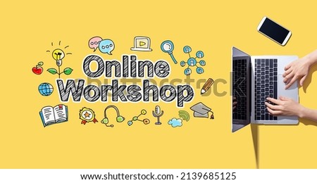 Online workshop with person working with a laptop