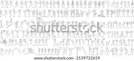set of stick figures, different people vector Royalty-Free Stock Photo #2139722659