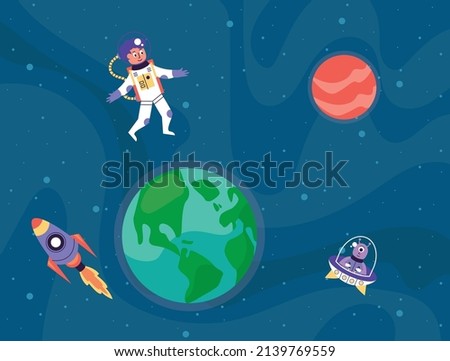 galaxy and astronaut space scene