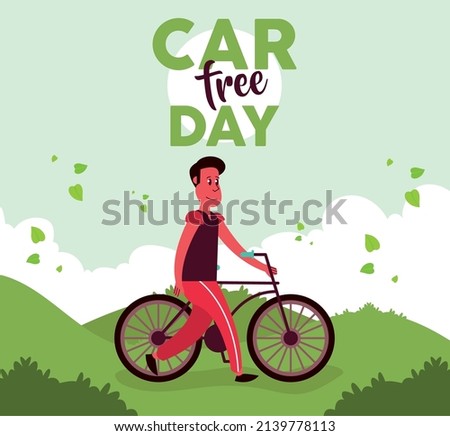 car free day man in bicycle scene
