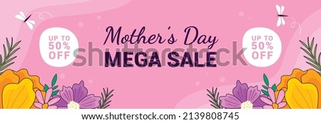 mother day mega sale horizontal banner vector flat design