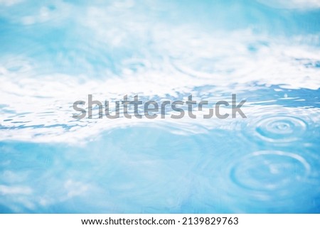 CLEAN WATER BACKGROUND, NATURE BLUE BACKDROP, WET SURFACE, WATER DROPS DESIGN Royalty-Free Stock Photo #2139829763