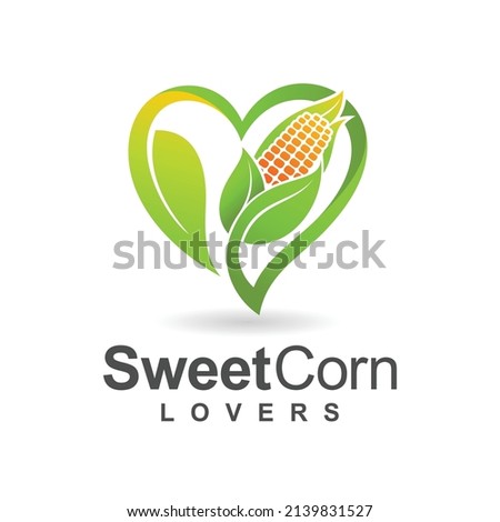 sweet corn logo with love concept Royalty-Free Stock Photo #2139831527