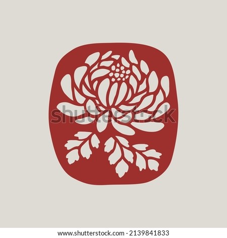 chrysanthemum flower vector symbol design old Japanese stamp style