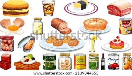 Set of different foods illustration