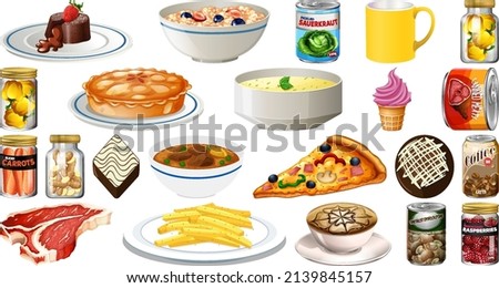 Set of different foods illustration