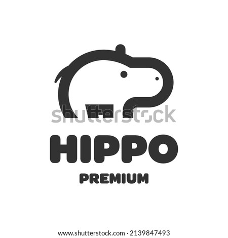 Hippo animal line logo design. Modern minimalist style vector illustration