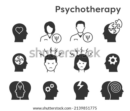 Psychology icons, such as mental, brain, emotion, doctor and more. Vector illustration.