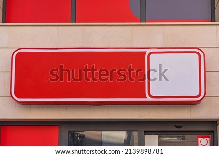 Big Red Sign Box at Building Exterior Copy Space