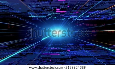 Laser beam running through cyberspace. Communication network concept. Royalty-Free Stock Photo #2139924389