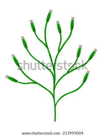 Plant made of computer cable isolated on white background