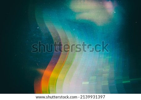 Background of retro hologram overly, image with scratch, dust, and light leaks