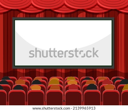 People in red movie theater or cinema illustration