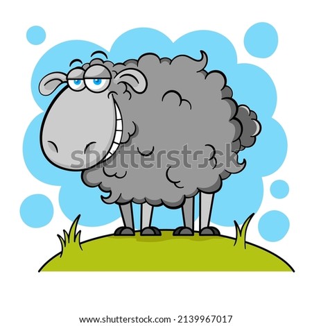 Funny Black Sheep Cartoon Character 