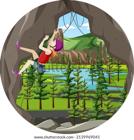 A woman rock climbing illustration