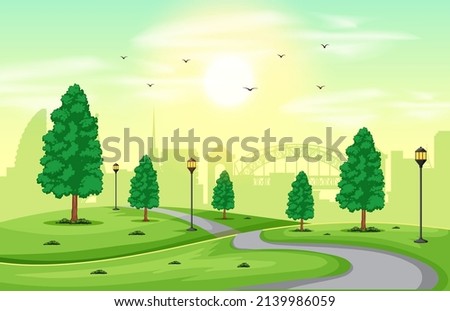 Landscape Background Illustration Of A Nature Urban Park