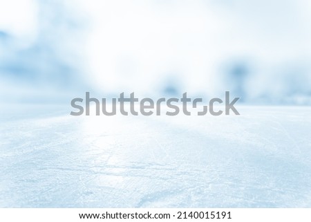 BLURRED ICE HOCKEY STADIUM BACKGROUND, COLD BLUE ICY RINK, WINTER SPORT SKATING ARENA